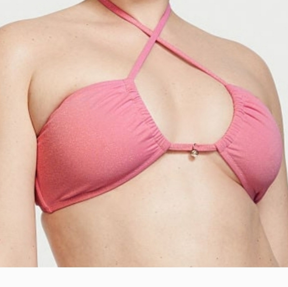 Victoria Secret Multiway Halter Bikini Top XL Shimmer Pink New
